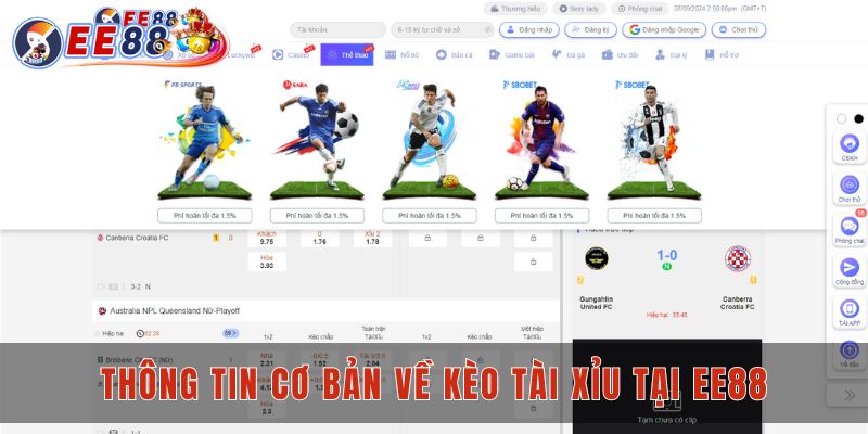 Thông tin cơ bản về kèo tài xỉu tại EE88