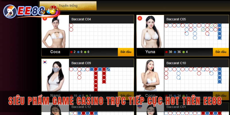 Siêu phẩm game casino trực tiếp cực hot trên EE88