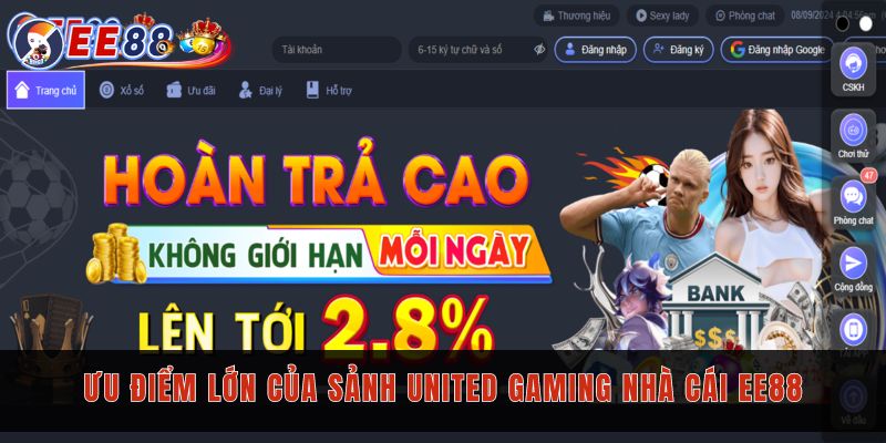 Ưu điểm lớn của sảnh United Gaming nhà cái EE88